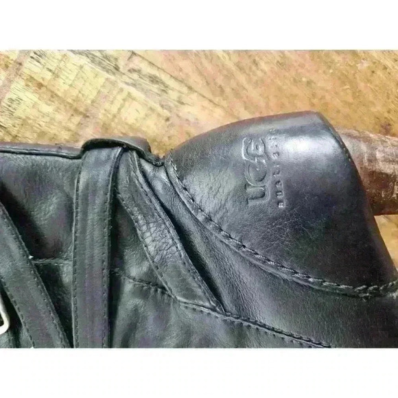 UGG Caroline High Heel Black Leather Side Zip Winter Boots Womens Size 6 - Picture 7 of 16